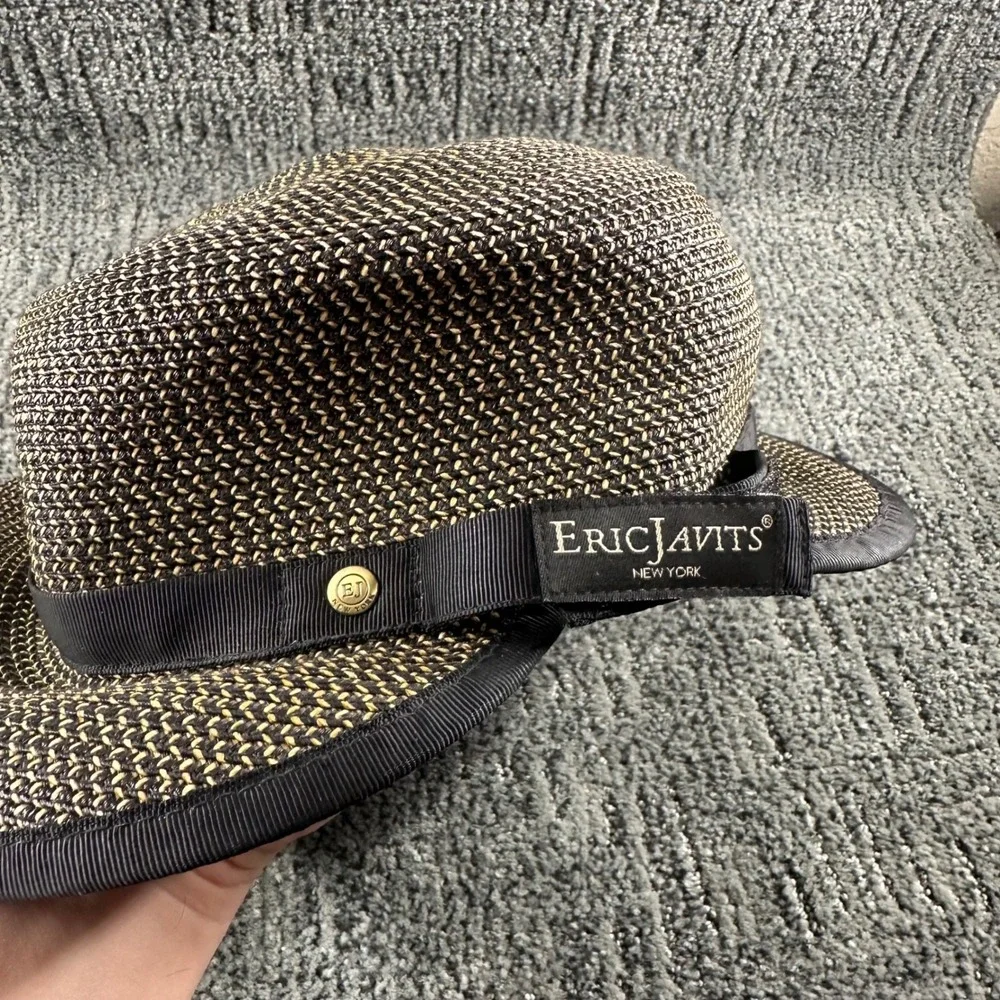 Eric Javits Squishee Packable Sun Hat Made in USA Woven Straw Look Designer - Picture 3 of 9